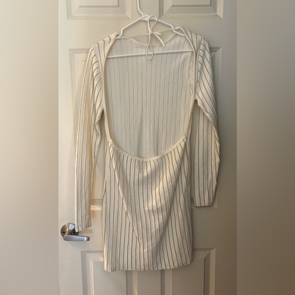 Princess Polly Backless Metallic Pinstripe Sweater Dress, Size L/XL - Picture 6 of 9